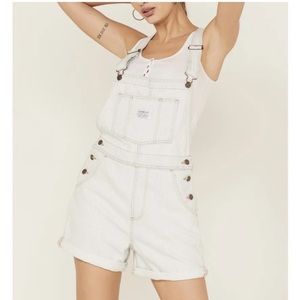 LEVI’S LIGHT BLUE STRIPES SHORTS ONESIE OVERALL WOMENS SZ M